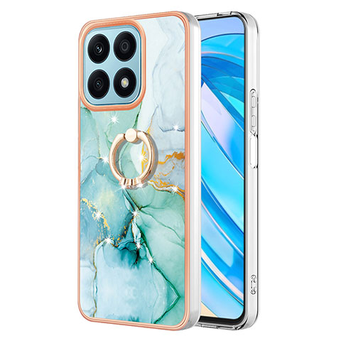 Coque Silicone Motif Fantaisie Souple Couleur Unie Etui Housse avec Support Bague Anneau Y05B pour Huawei Honor X8a 4G Vert