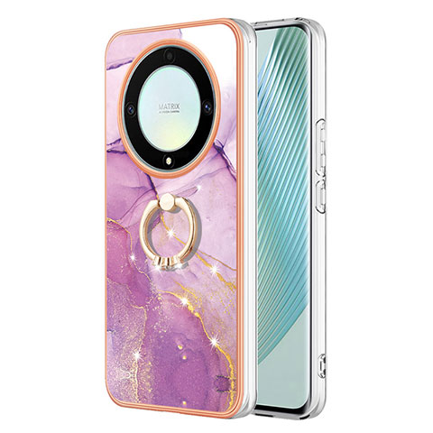 Coque Silicone Motif Fantaisie Souple Couleur Unie Etui Housse avec Support Bague Anneau Y05B pour Huawei Honor X9a 5G Violet Clair