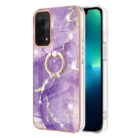 Coque Silicone Motif Fantaisie Souple Couleur Unie Etui Housse avec Support Bague Anneau Y05B pour OnePlus Nord N200 5G Violet