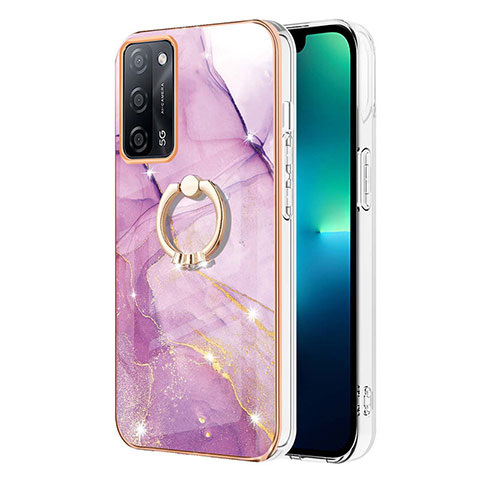 Coque Silicone Motif Fantaisie Souple Couleur Unie Etui Housse avec Support Bague Anneau Y05B pour Oppo A55 5G Violet Clair