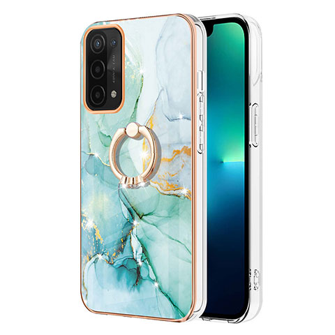 Coque Silicone Motif Fantaisie Souple Couleur Unie Etui Housse avec Support Bague Anneau Y05B pour Oppo A74 5G Vert