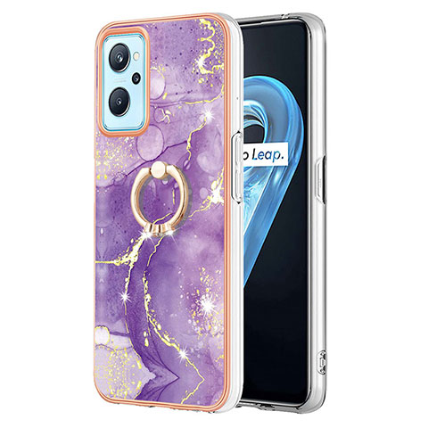 Coque Silicone Motif Fantaisie Souple Couleur Unie Etui Housse avec Support Bague Anneau Y05B pour Oppo K10 4G Violet