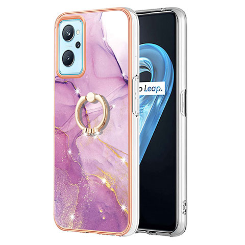 Coque Silicone Motif Fantaisie Souple Couleur Unie Etui Housse avec Support Bague Anneau Y05B pour Oppo K10 4G Violet Clair