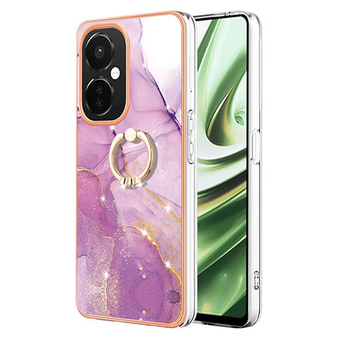 Coque Silicone Motif Fantaisie Souple Couleur Unie Etui Housse avec Support Bague Anneau Y05B pour Oppo K11x 5G Violet Clair