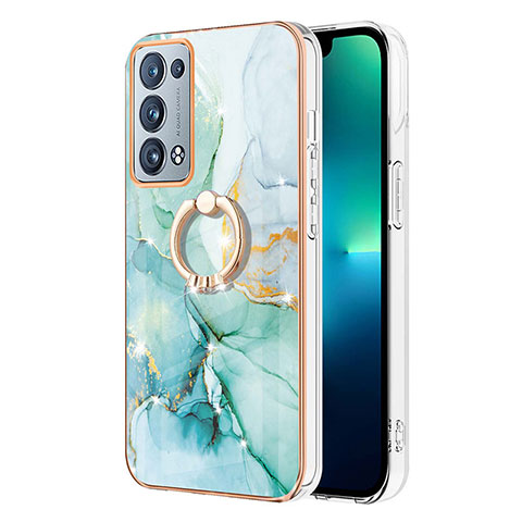 Coque Silicone Motif Fantaisie Souple Couleur Unie Etui Housse avec Support Bague Anneau Y05B pour Oppo Reno6 Pro+ Plus 5G Vert