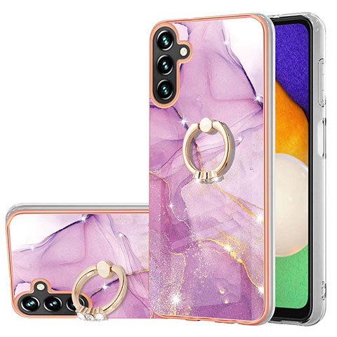 Coque Silicone Motif Fantaisie Souple Couleur Unie Etui Housse avec Support Bague Anneau Y05B pour Samsung Galaxy A13 5G Violet Clair