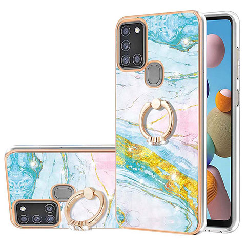 Coque Silicone Motif Fantaisie Souple Couleur Unie Etui Housse avec Support Bague Anneau Y05B pour Samsung Galaxy A21s Colorful