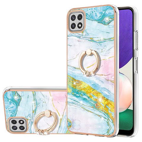 Coque Silicone Motif Fantaisie Souple Couleur Unie Etui Housse avec Support Bague Anneau Y05B pour Samsung Galaxy A22s 5G Colorful