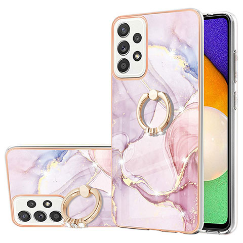 Coque Silicone Motif Fantaisie Souple Couleur Unie Etui Housse avec Support Bague Anneau Y05B pour Samsung Galaxy A52 4G Rose