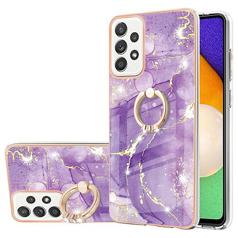 Coque Silicone Motif Fantaisie Souple Couleur Unie Etui Housse avec Support Bague Anneau Y05B pour Samsung Galaxy A52s 5G Violet