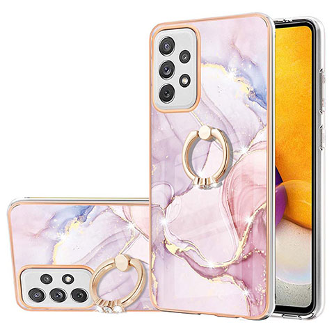 Coque Silicone Motif Fantaisie Souple Couleur Unie Etui Housse avec Support Bague Anneau Y05B pour Samsung Galaxy A72 4G Rose