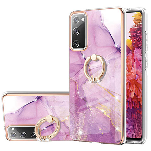 Coque Silicone Motif Fantaisie Souple Couleur Unie Etui Housse avec Support Bague Anneau Y05B pour Samsung Galaxy S20 FE (2022) 5G Violet Clair