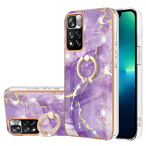 Coque Silicone Motif Fantaisie Souple Couleur Unie Etui Housse avec Support Bague Anneau Y05B pour Xiaomi Mi 11i 5G (2022) Violet