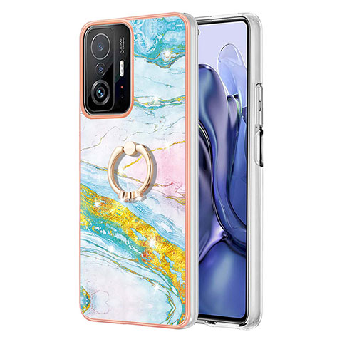 Coque Silicone Motif Fantaisie Souple Couleur Unie Etui Housse avec Support Bague Anneau Y05B pour Xiaomi Mi 11T 5G Colorful