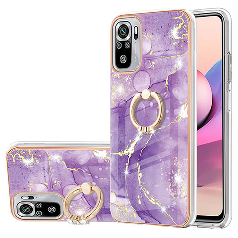 Coque Silicone Motif Fantaisie Souple Couleur Unie Etui Housse avec Support Bague Anneau Y05B pour Xiaomi Poco M5S Violet