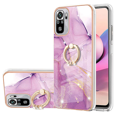 Coque Silicone Motif Fantaisie Souple Couleur Unie Etui Housse avec Support Bague Anneau Y05B pour Xiaomi Poco M5S Violet Clair