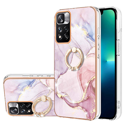 Coque Silicone Motif Fantaisie Souple Couleur Unie Etui Housse avec Support Bague Anneau Y05B pour Xiaomi Poco X4 NFC Rose