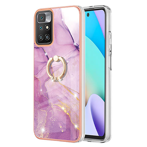 Coque Silicone Motif Fantaisie Souple Couleur Unie Etui Housse avec Support Bague Anneau Y05B pour Xiaomi Redmi 10 (2022) Violet Clair