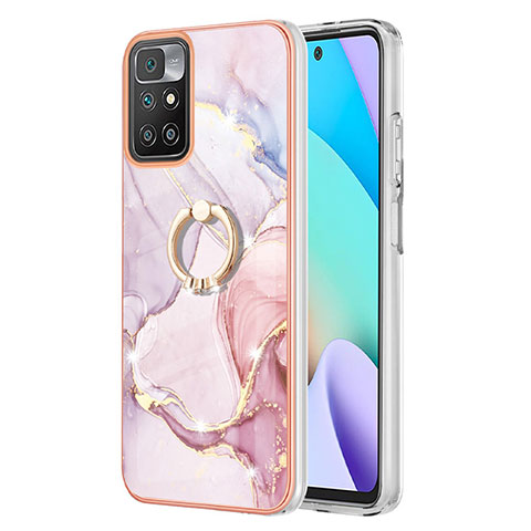 Coque Silicone Motif Fantaisie Souple Couleur Unie Etui Housse avec Support Bague Anneau Y05B pour Xiaomi Redmi 10 4G Rose