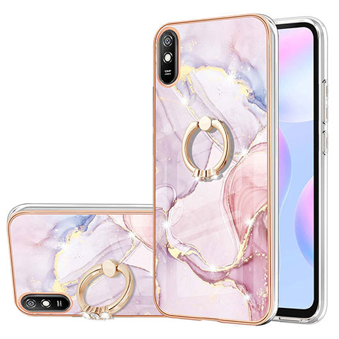 Coque Silicone Motif Fantaisie Souple Couleur Unie Etui Housse avec Support Bague Anneau Y05B pour Xiaomi Redmi 9A Rose