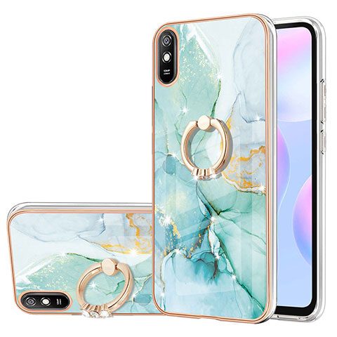 Coque Silicone Motif Fantaisie Souple Couleur Unie Etui Housse avec Support Bague Anneau Y05B pour Xiaomi Redmi 9i Vert