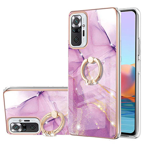 Coque Silicone Motif Fantaisie Souple Couleur Unie Etui Housse avec Support Bague Anneau Y05B pour Xiaomi Redmi Note 10 Pro Max Violet Clair