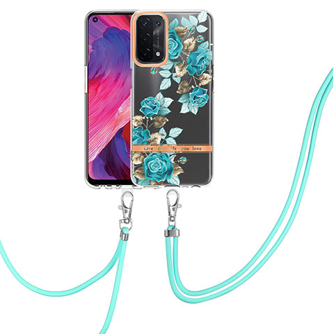 Coque Silicone Motif Fantaisie Souple Couleur Unie Etui Housse avec Support Bague Anneau Y06B pour OnePlus Nord N200 5G Cyan