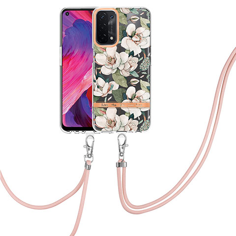 Coque Silicone Motif Fantaisie Souple Couleur Unie Etui Housse avec Support Bague Anneau Y06B pour Oppo A54 5G Blanc