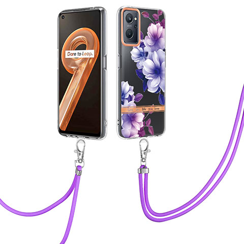 Coque Silicone Motif Fantaisie Souple Couleur Unie Etui Housse avec Support Bague Anneau Y06B pour Oppo A96 4G Violet