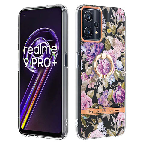 Coque Silicone Motif Fantaisie Souple Couleur Unie Etui Housse avec Support Bague Anneau Y06B pour Realme 9 4G Violet Clair