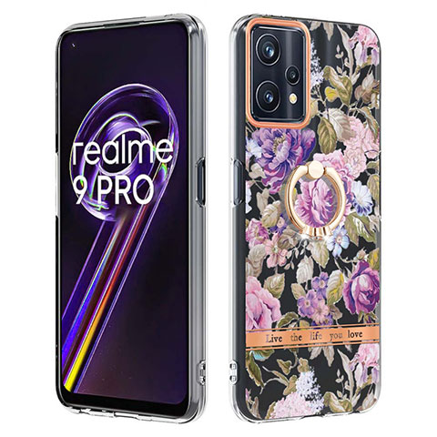 Coque Silicone Motif Fantaisie Souple Couleur Unie Etui Housse avec Support Bague Anneau Y06B pour Realme 9 5G Violet Clair