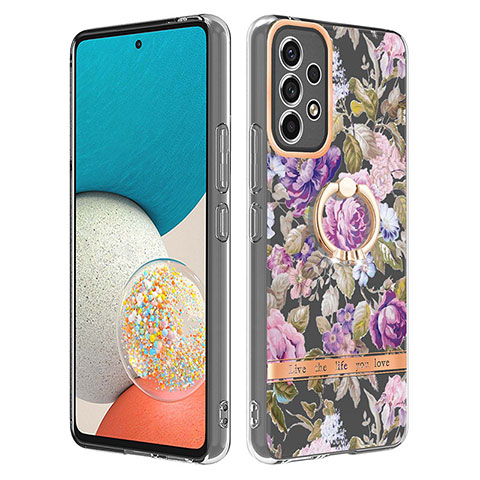 Coque Silicone Motif Fantaisie Souple Couleur Unie Etui Housse avec Support Bague Anneau Y06B pour Samsung Galaxy A53 5G Violet Clair