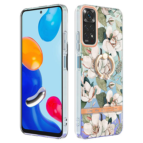 Coque Silicone Motif Fantaisie Souple Couleur Unie Etui Housse avec Support Bague Anneau Y06B pour Xiaomi Redmi Note 11S 4G Blanc