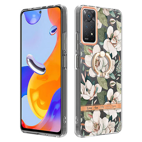 Coque Silicone Motif Fantaisie Souple Couleur Unie Etui Housse avec Support Bague Anneau Y06B pour Xiaomi Redmi Note 12 Pro 4G Blanc