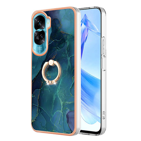 Coque Silicone Motif Fantaisie Souple Couleur Unie Etui Housse avec Support Bague Anneau YB1 pour Huawei Honor 90 Lite 5G Vert