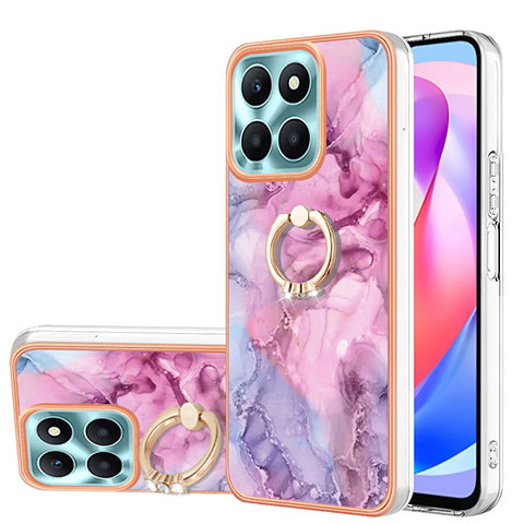 Coque Silicone Motif Fantaisie Souple Couleur Unie Etui Housse avec Support Bague Anneau YB1 pour Huawei Honor X6a Rose