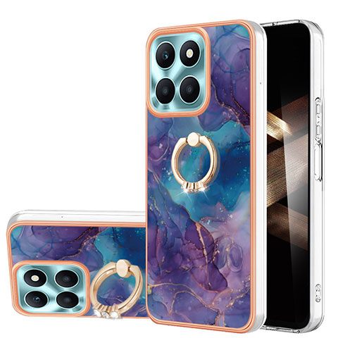 Coque Silicone Motif Fantaisie Souple Couleur Unie Etui Housse avec Support Bague Anneau YB1 pour Huawei Honor X8b Violet