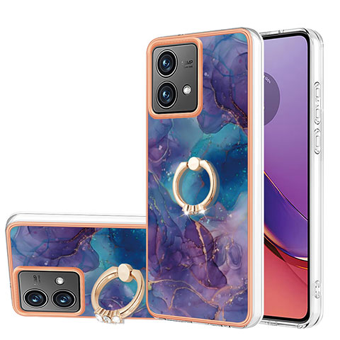 Coque Silicone Motif Fantaisie Souple Couleur Unie Etui Housse avec Support Bague Anneau YB1 pour Motorola Moto G84 5G Violet