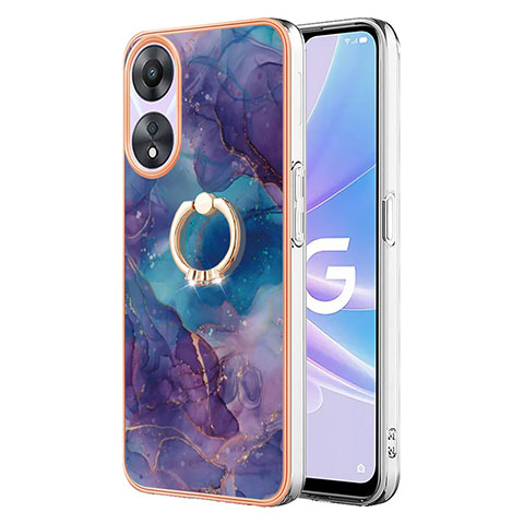 Coque Silicone Motif Fantaisie Souple Couleur Unie Etui Housse avec Support Bague Anneau YB1 pour Oppo A78 5G Violet