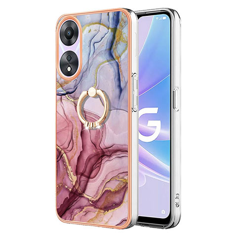 Coque Silicone Motif Fantaisie Souple Couleur Unie Etui Housse avec Support Bague Anneau YB1 pour Oppo A78 5G Violet Clair