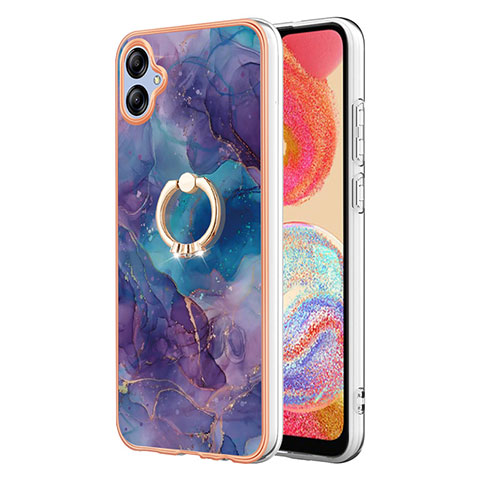 Coque Silicone Motif Fantaisie Souple Couleur Unie Etui Housse avec Support Bague Anneau YB1 pour Samsung Galaxy A04E Violet