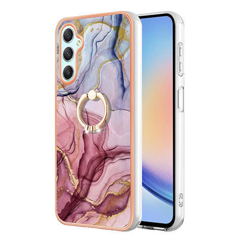 Coque Silicone Motif Fantaisie Souple Couleur Unie Etui Housse avec Support Bague Anneau YB1 pour Samsung Galaxy A24 4G Mixte