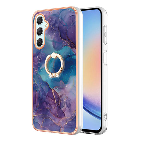 Coque Silicone Motif Fantaisie Souple Couleur Unie Etui Housse avec Support Bague Anneau YB1 pour Samsung Galaxy A25 5G Violet