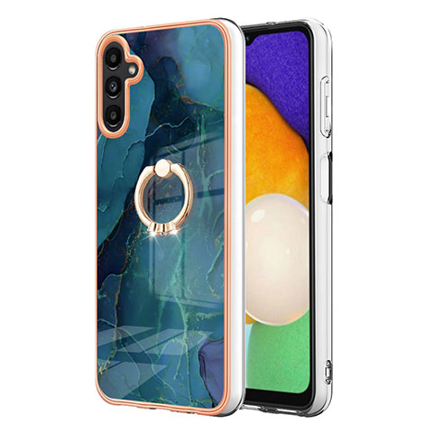 Coque Silicone Motif Fantaisie Souple Couleur Unie Etui Housse avec Support Bague Anneau YB1 pour Samsung Galaxy A34 5G Vert