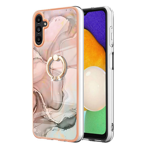 Coque Silicone Motif Fantaisie Souple Couleur Unie Etui Housse avec Support Bague Anneau YB1 pour Samsung Galaxy Quantum4 5G Rose