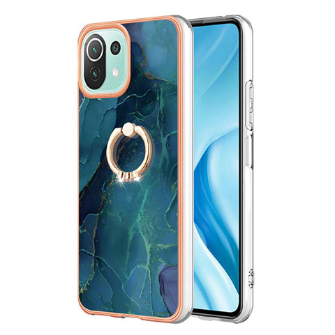 Coque Silicone Motif Fantaisie Souple Couleur Unie Etui Housse avec Support Bague Anneau YB1 pour Xiaomi Mi 11 Lite 5G NE Vert