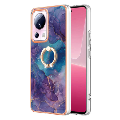 Coque Silicone Motif Fantaisie Souple Couleur Unie Etui Housse avec Support Bague Anneau YB1 pour Xiaomi Mi 12 Lite NE 5G Violet