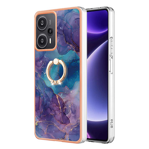 Coque Silicone Motif Fantaisie Souple Couleur Unie Etui Housse avec Support Bague Anneau YB1 pour Xiaomi Poco F5 5G Violet