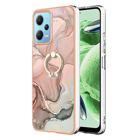 Coque Silicone Motif Fantaisie Souple Couleur Unie Etui Housse avec Support Bague Anneau YB1 pour Xiaomi Poco X5 5G Rose