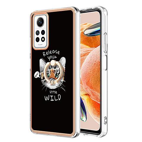 Coque Silicone Motif Fantaisie Souple Couleur Unie Etui Housse avec Support Bague Anneau YB1 pour Xiaomi Redmi Note 11 Pro 4G Mixte